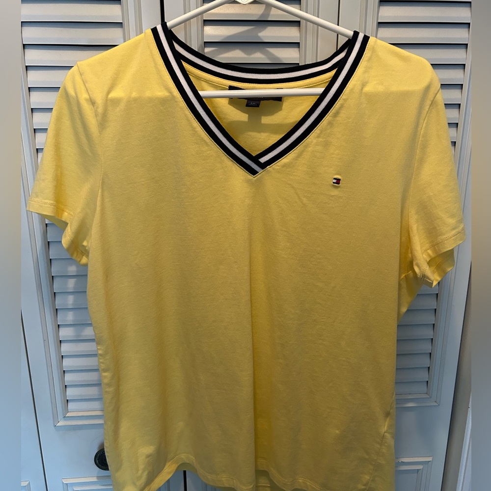 Tommy Hilfiger Yellow T-Shirt with Black and White Trim